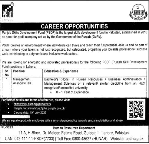 Jobs in PSDF Lahore